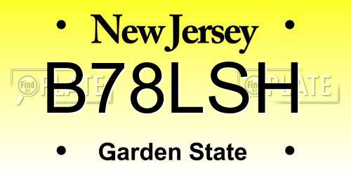 B78LSH New Jersey License Plate