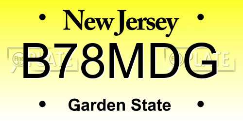 B78MDG New Jersey License Plate