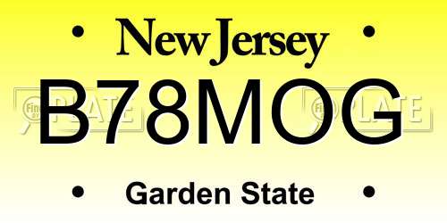 B78MOG New Jersey License Plate