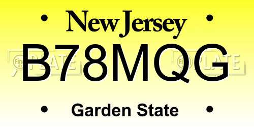 B78MQG New Jersey License Plate