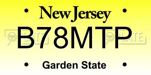 B78MTP New Jersey License Plate