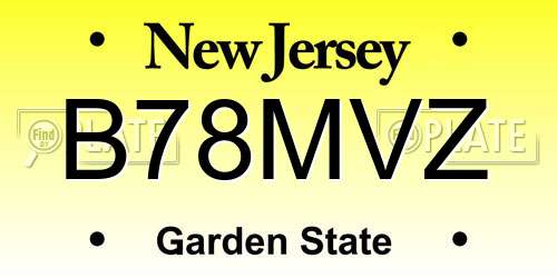 B78MVZ New Jersey License Plate