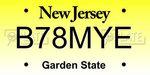 B78MYE New Jersey License Plate