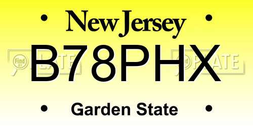 B78PHX New Jersey License Plate