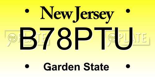 B78PTU New Jersey License Plate