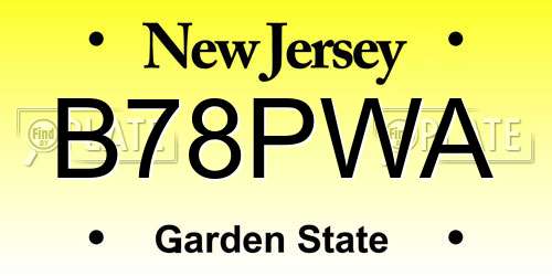 B78PWA New Jersey License Plate