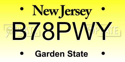 B78PWY New Jersey License Plate