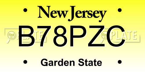 B78PZC New Jersey License Plate