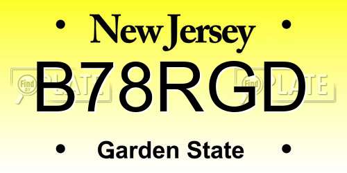 B78RGD New Jersey License Plate