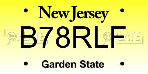 B78RLF New Jersey License Plate