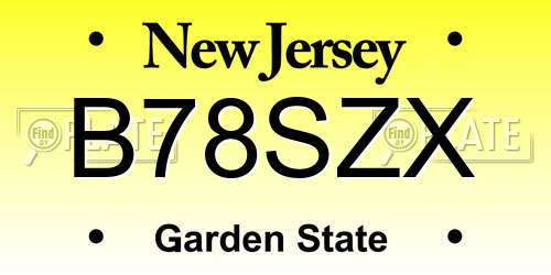 B78SZX New Jersey License Plate