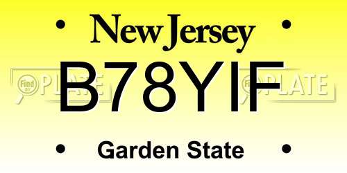 B78YIF New Jersey License Plate