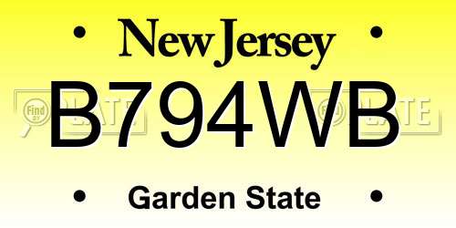 B794WB New Jersey License Plate