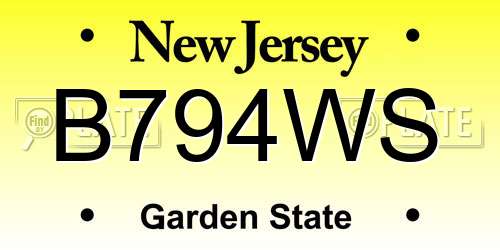 B794WS New Jersey License Plate