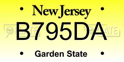 B795DA New Jersey License Plate