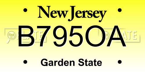 B795OA New Jersey License Plate
