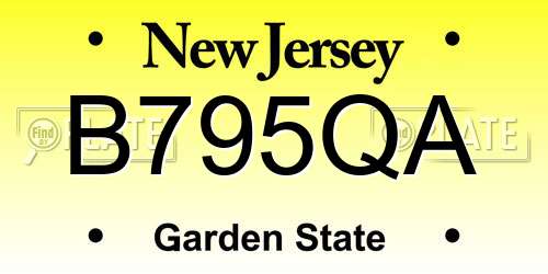 B795QA New Jersey License Plate