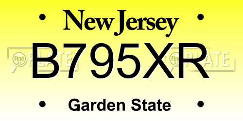 B795XR New Jersey License Plate