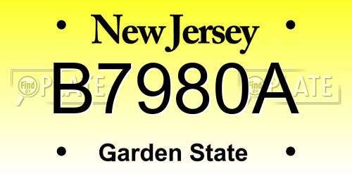B7980A New Jersey License Plate
