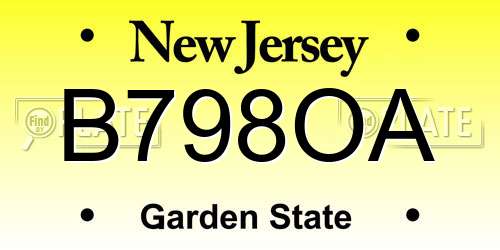 B798OA New Jersey License Plate