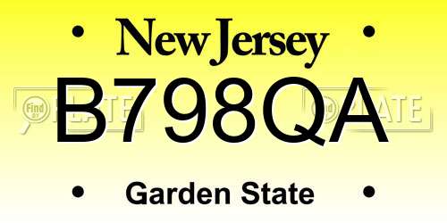 B798QA New Jersey License Plate