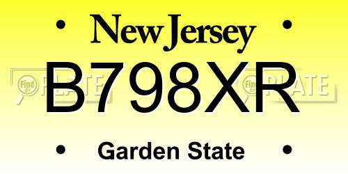B798XR New Jersey License Plate