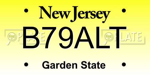 B79ALT New Jersey License Plate