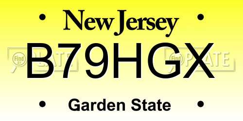 B79HGX New Jersey License Plate
