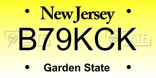 B79KCK New Jersey License Plate