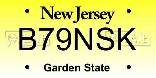 B79NSK New Jersey License Plate