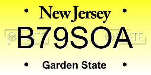 B79SOA New Jersey License Plate