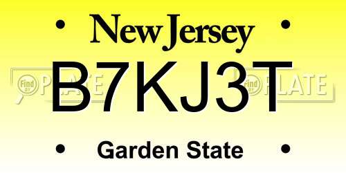 B7KJ3T New Jersey License Plate
