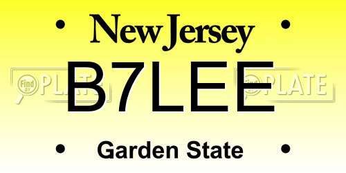 B7LEE New Jersey License Plate