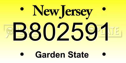 B802591 New Jersey License Plate