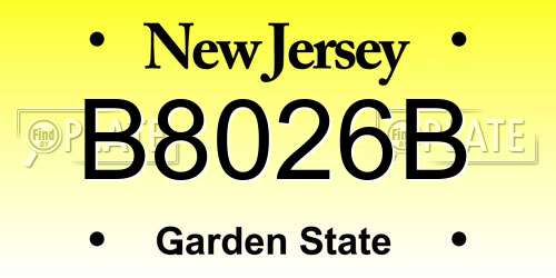 B8026B New Jersey License Plate