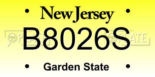 B8026S New Jersey License Plate