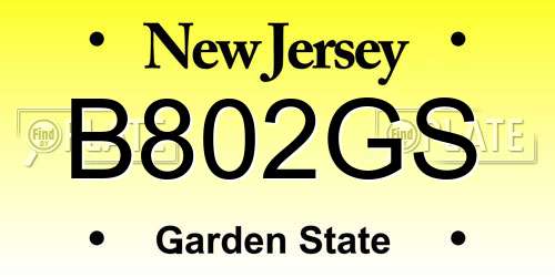 B802GS New Jersey License Plate