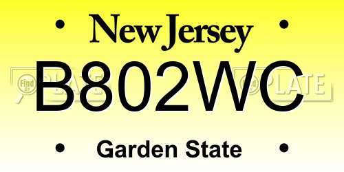 B802WC New Jersey License Plate