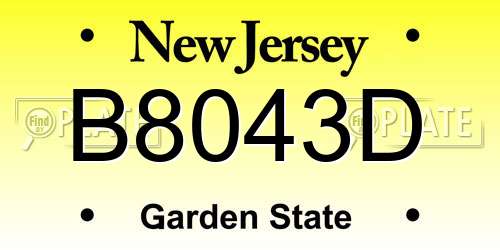 B8043D New Jersey License Plate
