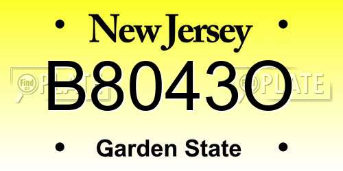 B8043O New Jersey License Plate