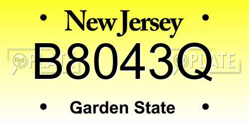 B8043Q New Jersey License Plate