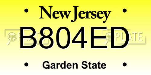 B804ED New Jersey License Plate