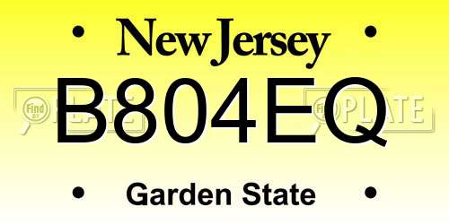 B804EQ New Jersey License Plate