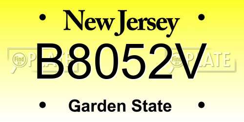 B8052V New Jersey License Plate