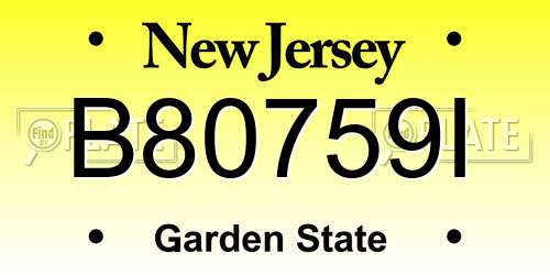 B80759I New Jersey License Plate