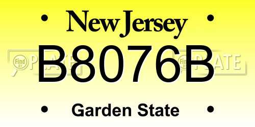 B8076B New Jersey License Plate