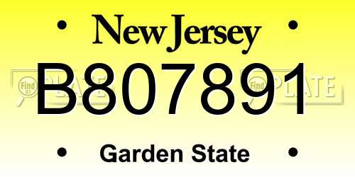 B807891 New Jersey License Plate