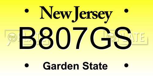 B807GS New Jersey License Plate