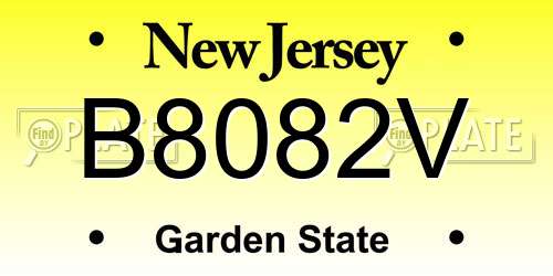 B8082V New Jersey License Plate