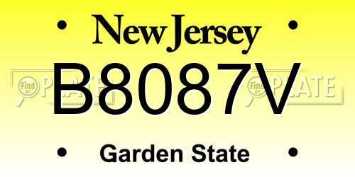 B8087V New Jersey License Plate